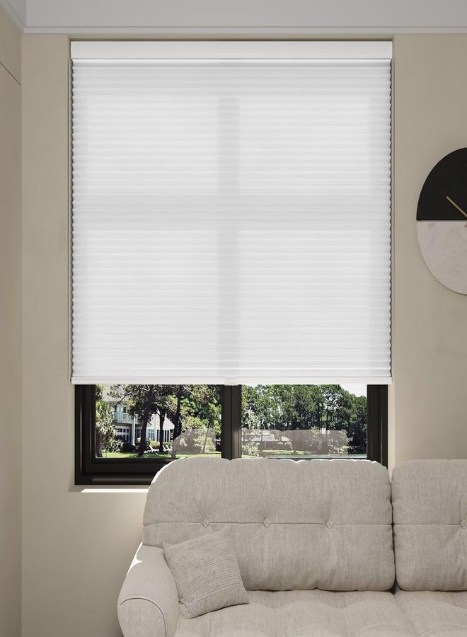 MYshade Cordless Cellular Window Shades Light Filtering Blinds for Indoor Windows 1.5 inch Honeycomb Cell Sheer Fabric Accordion Pull Down Blinds Easy Lift Easy to Install, Size 24" W X 72" H (White) - Image 3